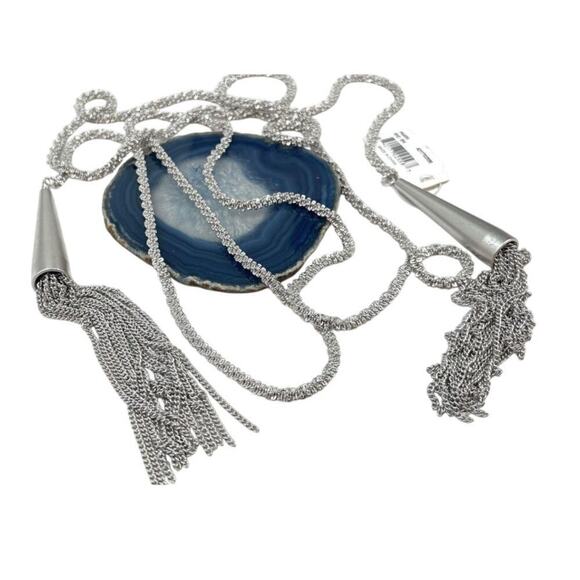 Kendra Scott Phara Fringe Necklace – Silver Wrap Style NWT Wester - Picture 3 of 5